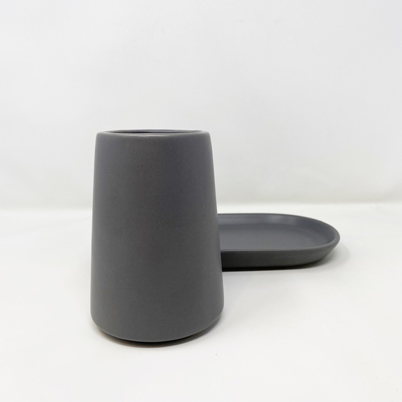 3pc Moda NY Stoneware Bath Accessory Set Gray - Picture 7 of 9